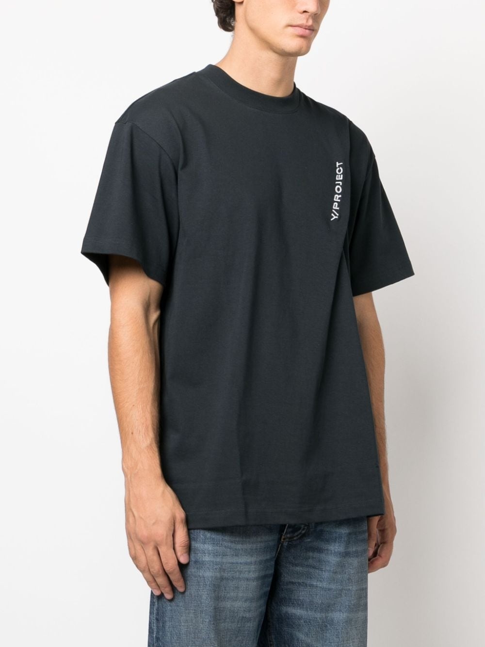 logo-embroidered pinched T-shirt - 4