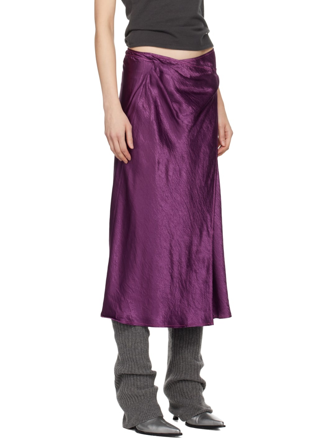 Purple Wrap Midi Skirt - 2
