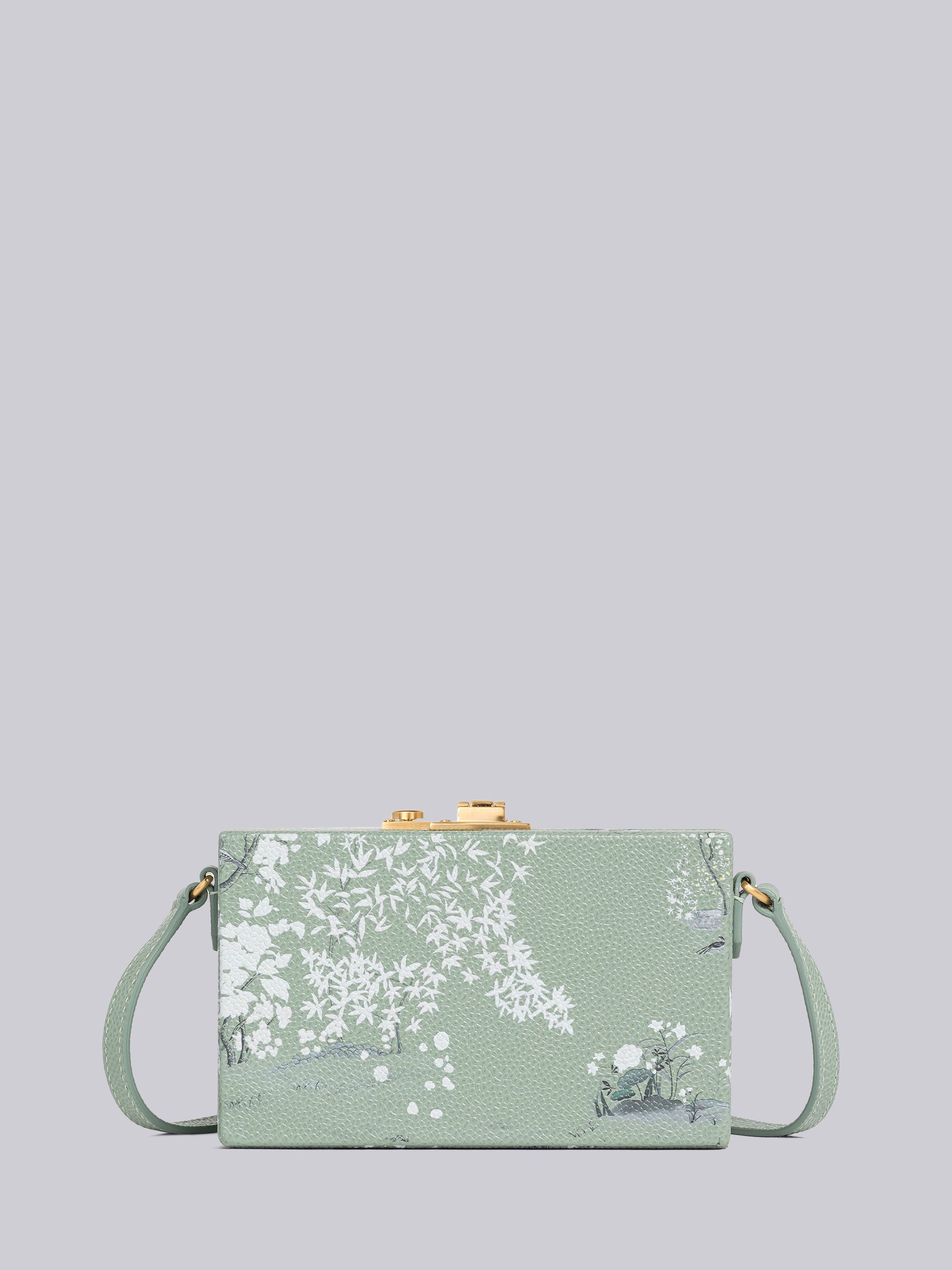 Toile Print Pebble Grain Leather Mini Trunk Clutch - 1