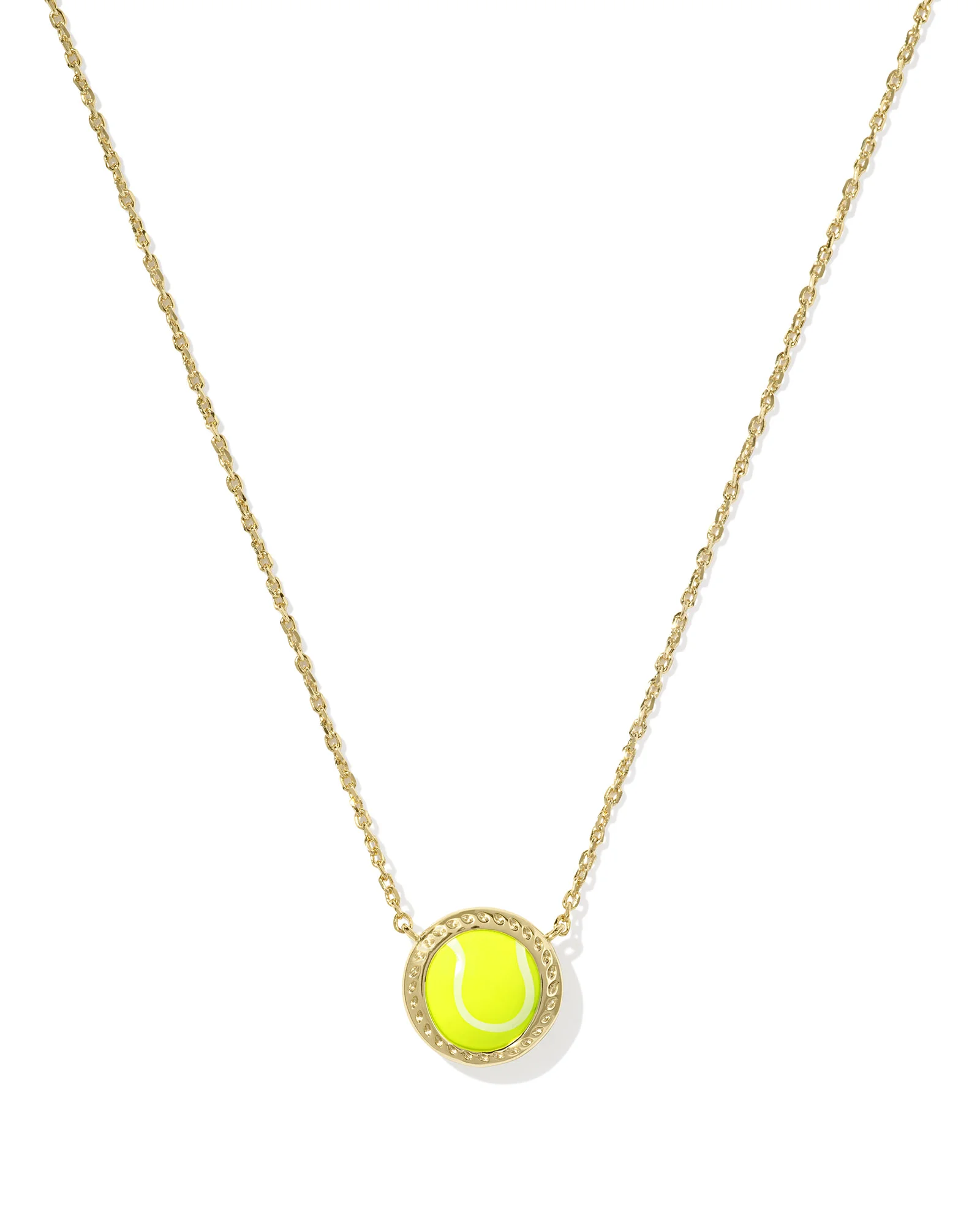Tennis Gold Short Pendant Necklace in Chartreuse Magnesite - 1