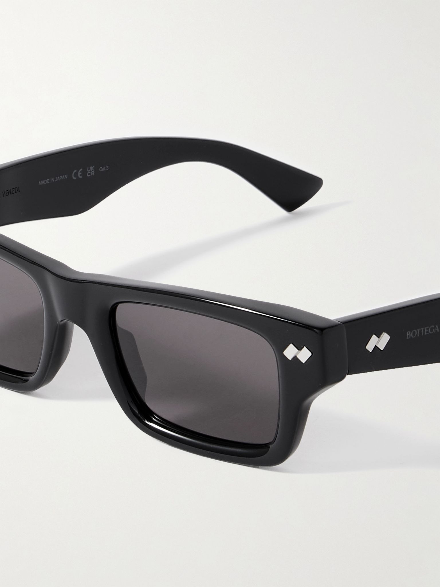 Ribbon Stud Square-Frame Recycled-Acetate Sunglasses Gray - 3