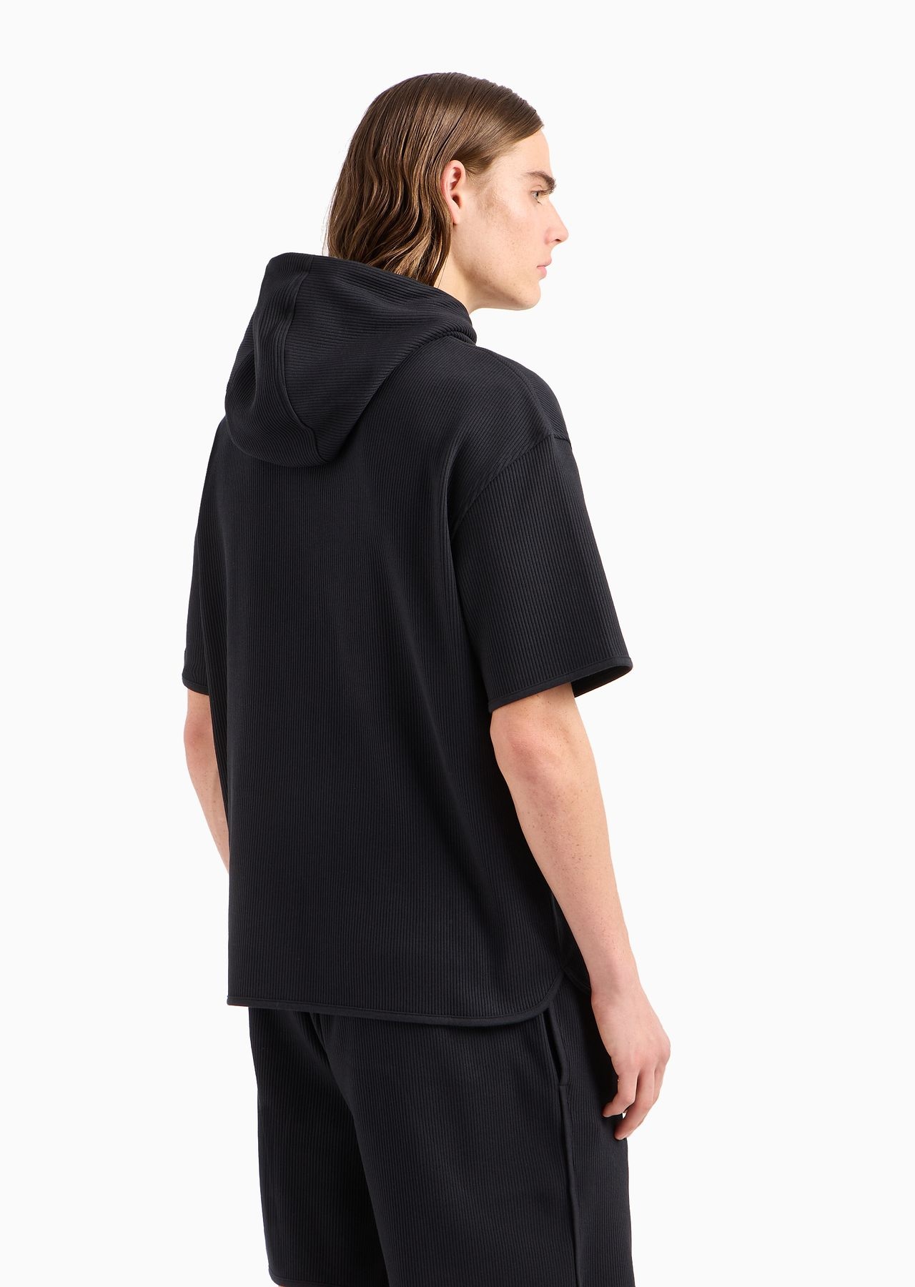 Short-sleeved hooded jumper in canneté jersey - 3