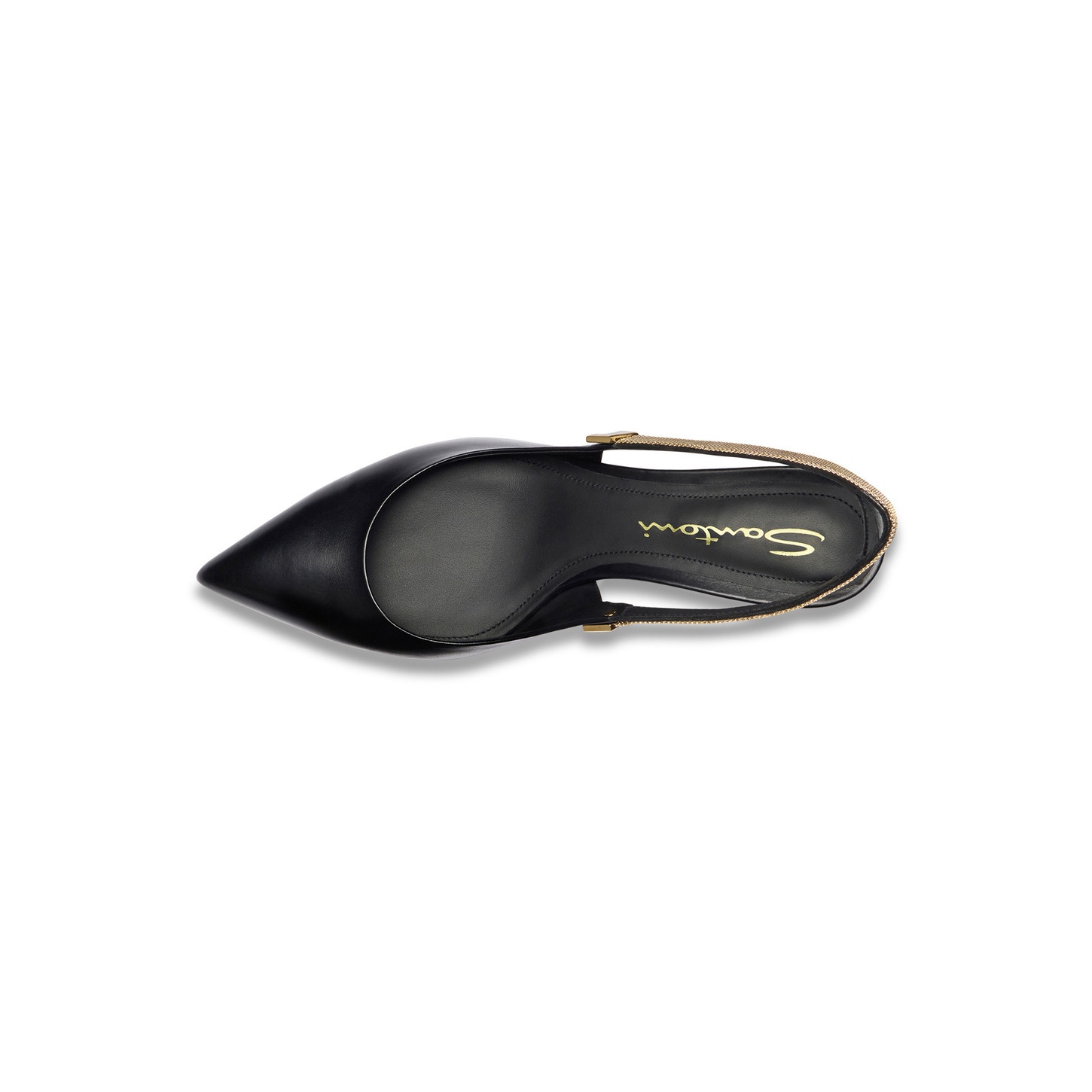 Women's black leather mid-heel slingback - 6