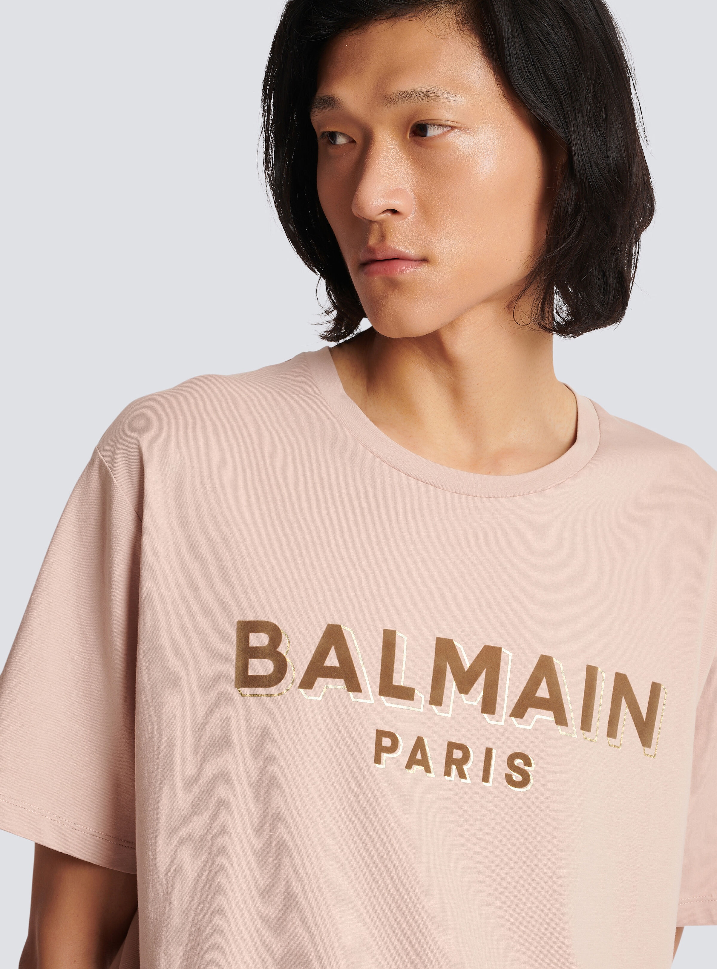 Flocked Balmain logo T-shirt - 6