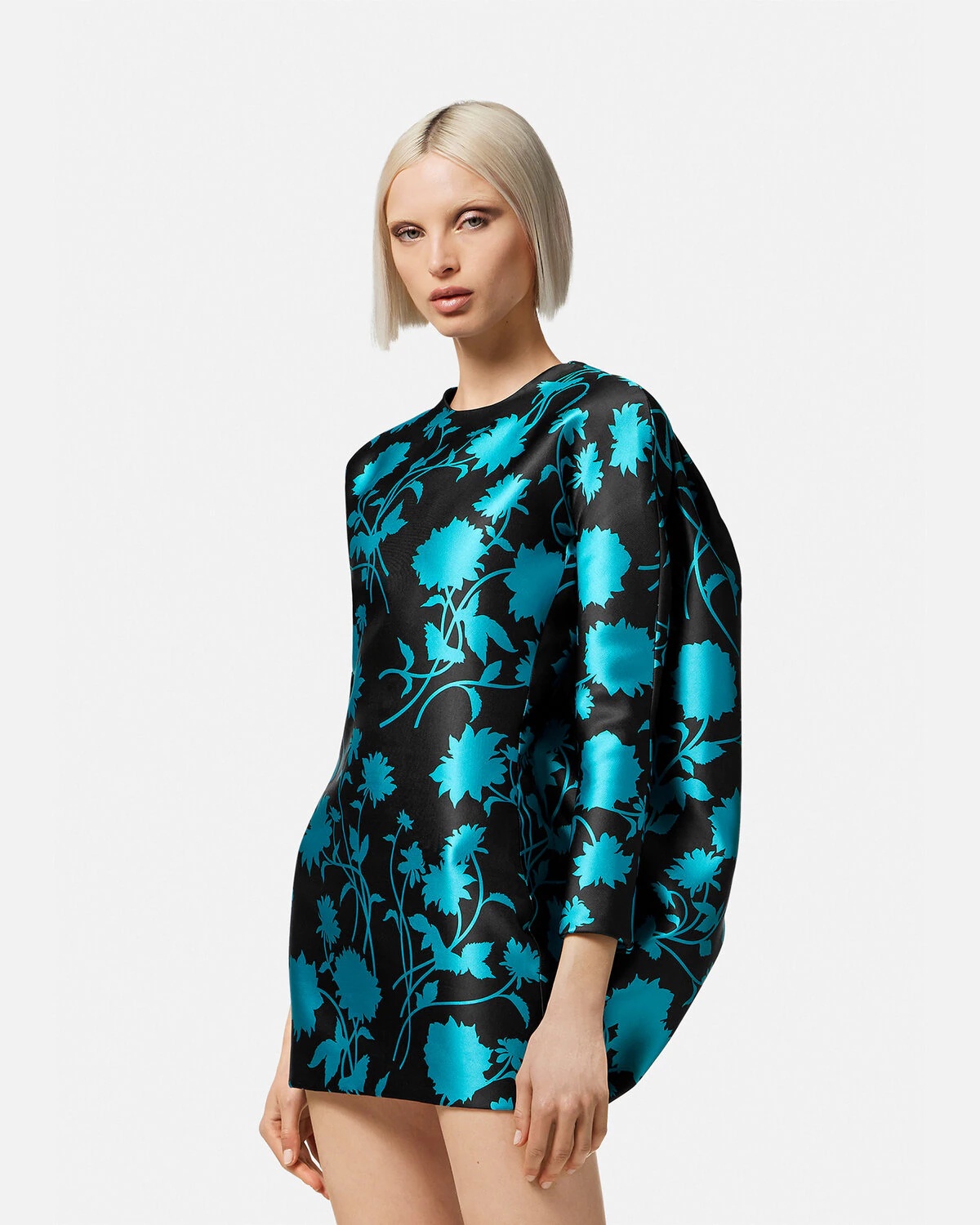 Floral Silhouette Cocoon Mini Dress - 3