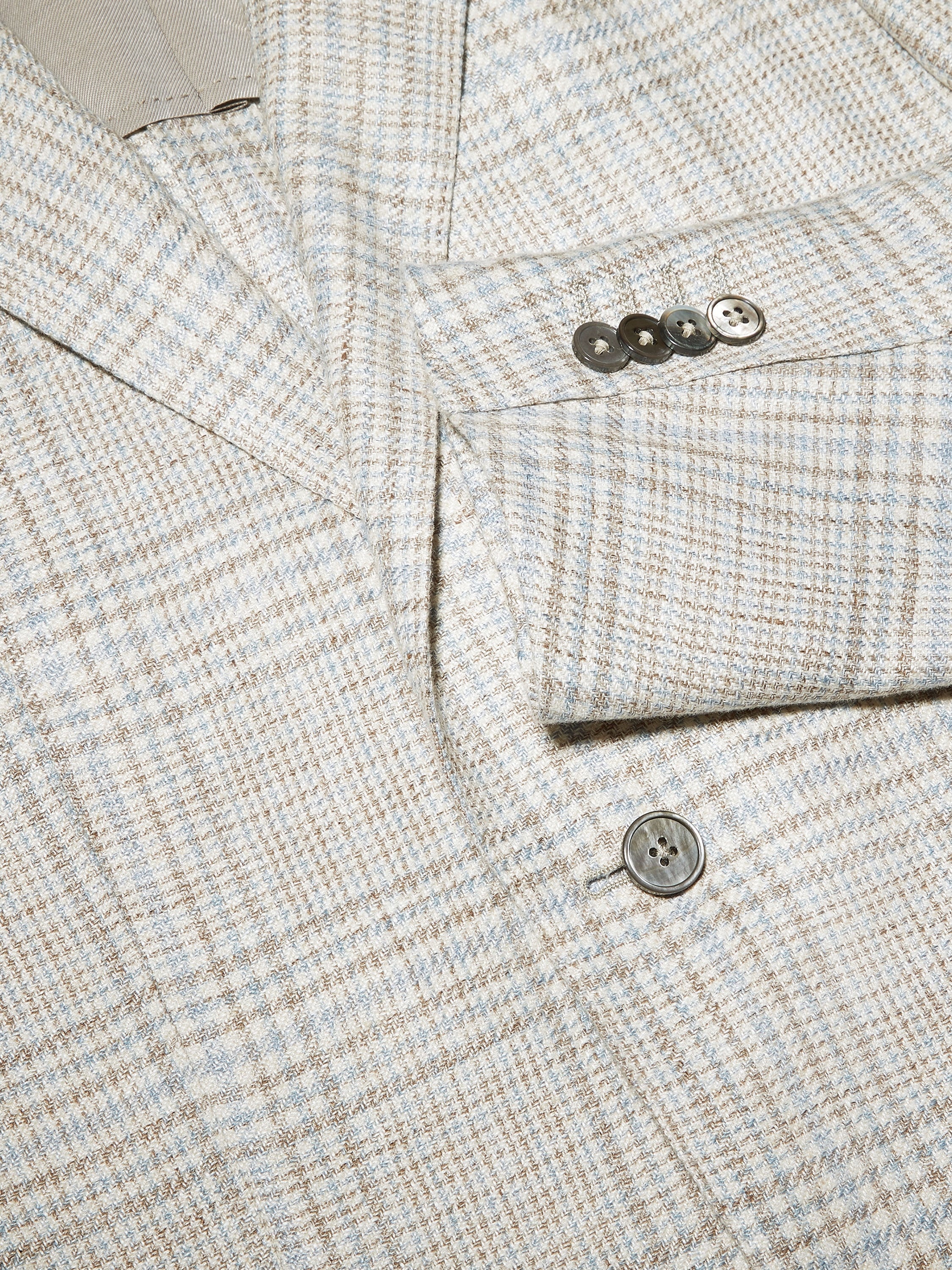 LIGHT BEIGE CROSSOVER LINEN WOOL AND SILK JACKET - 3
