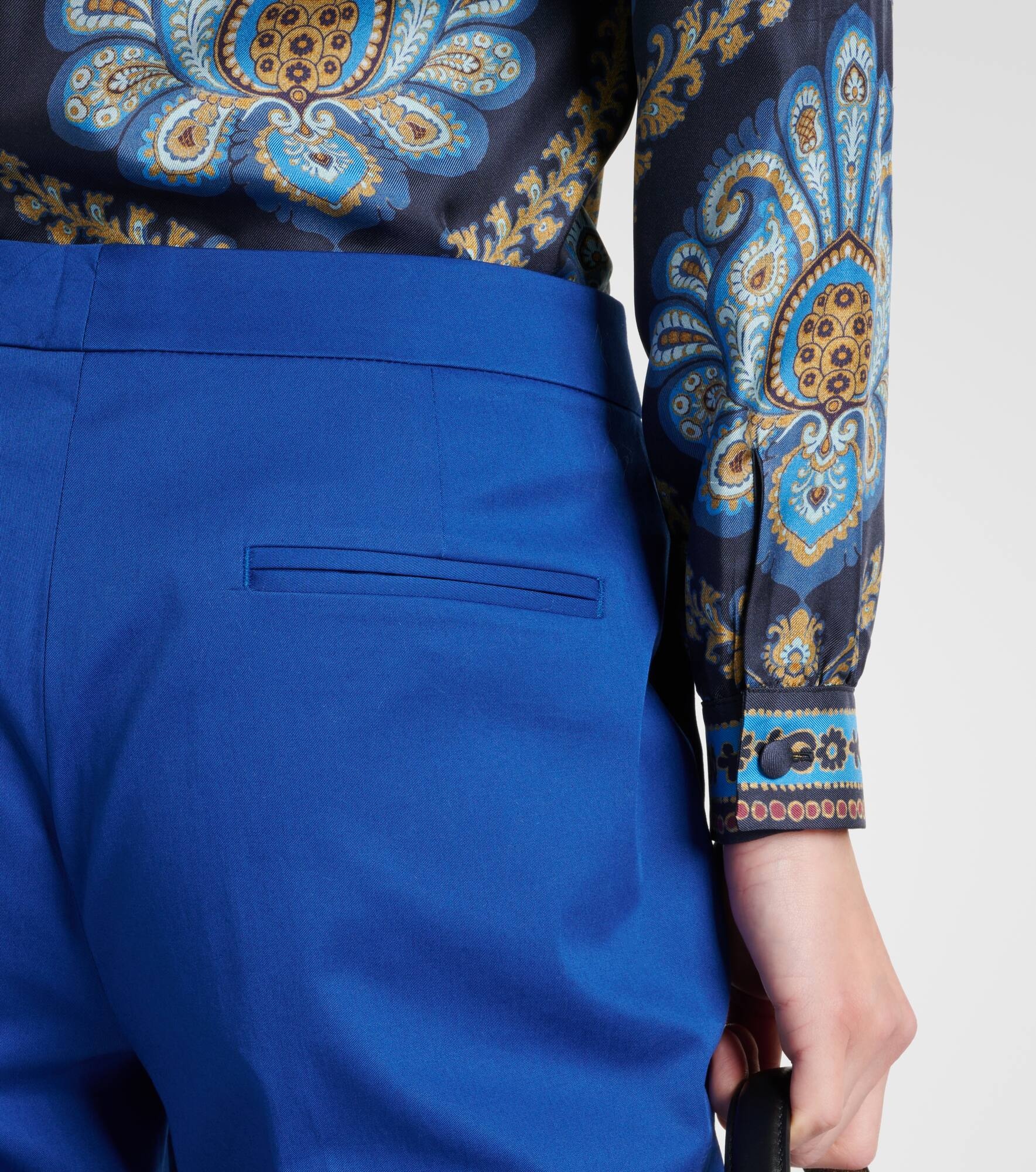 High-rise cotton-blend slim pants - 6
