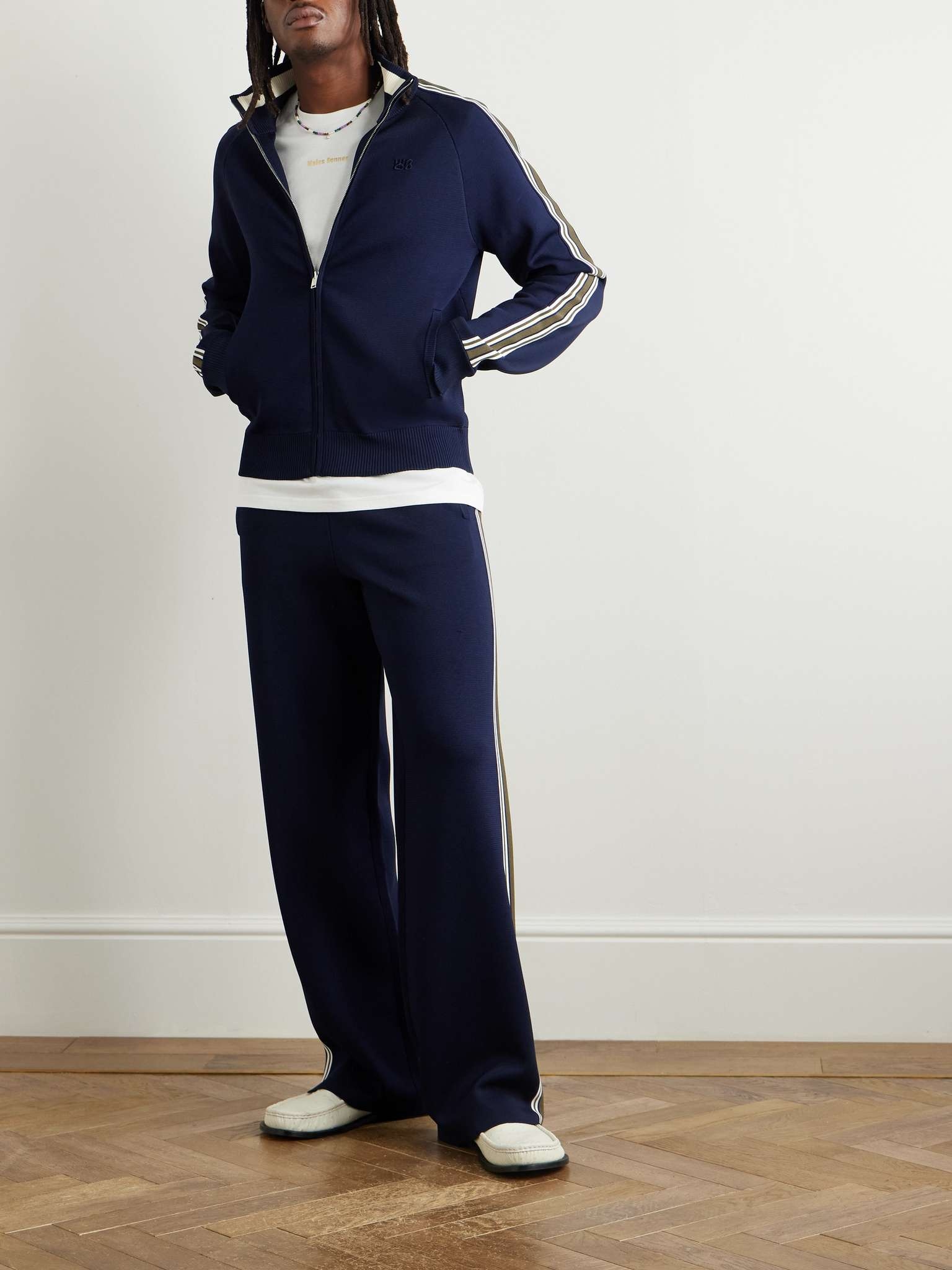 Straight-Leg Striped Knitted Track Pants - 2
