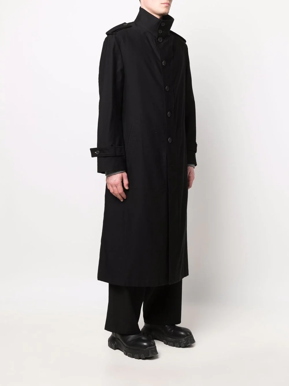 funnel neck button-up coat - 3