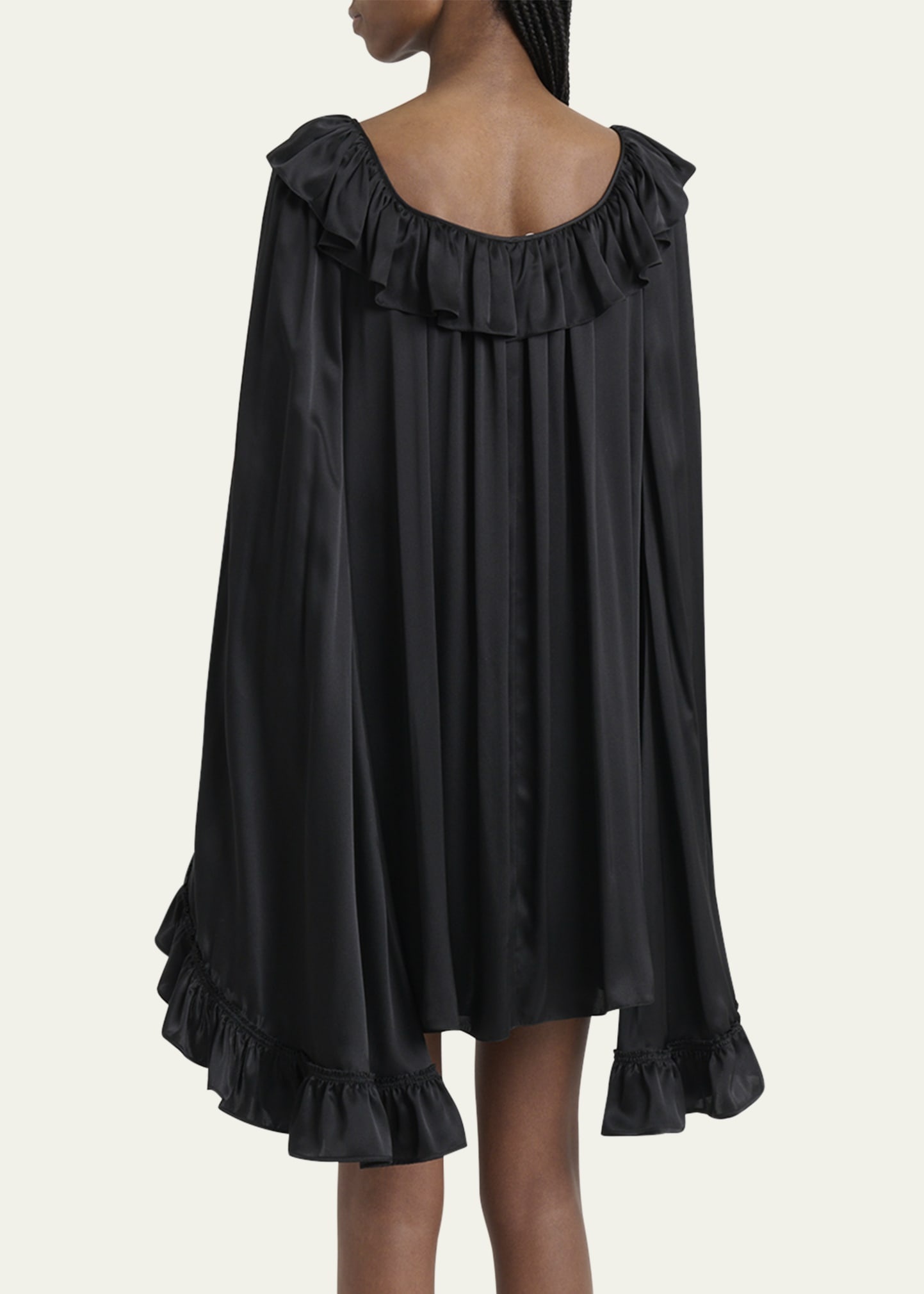Silk Satin Ruffle Mini Dress - 3
