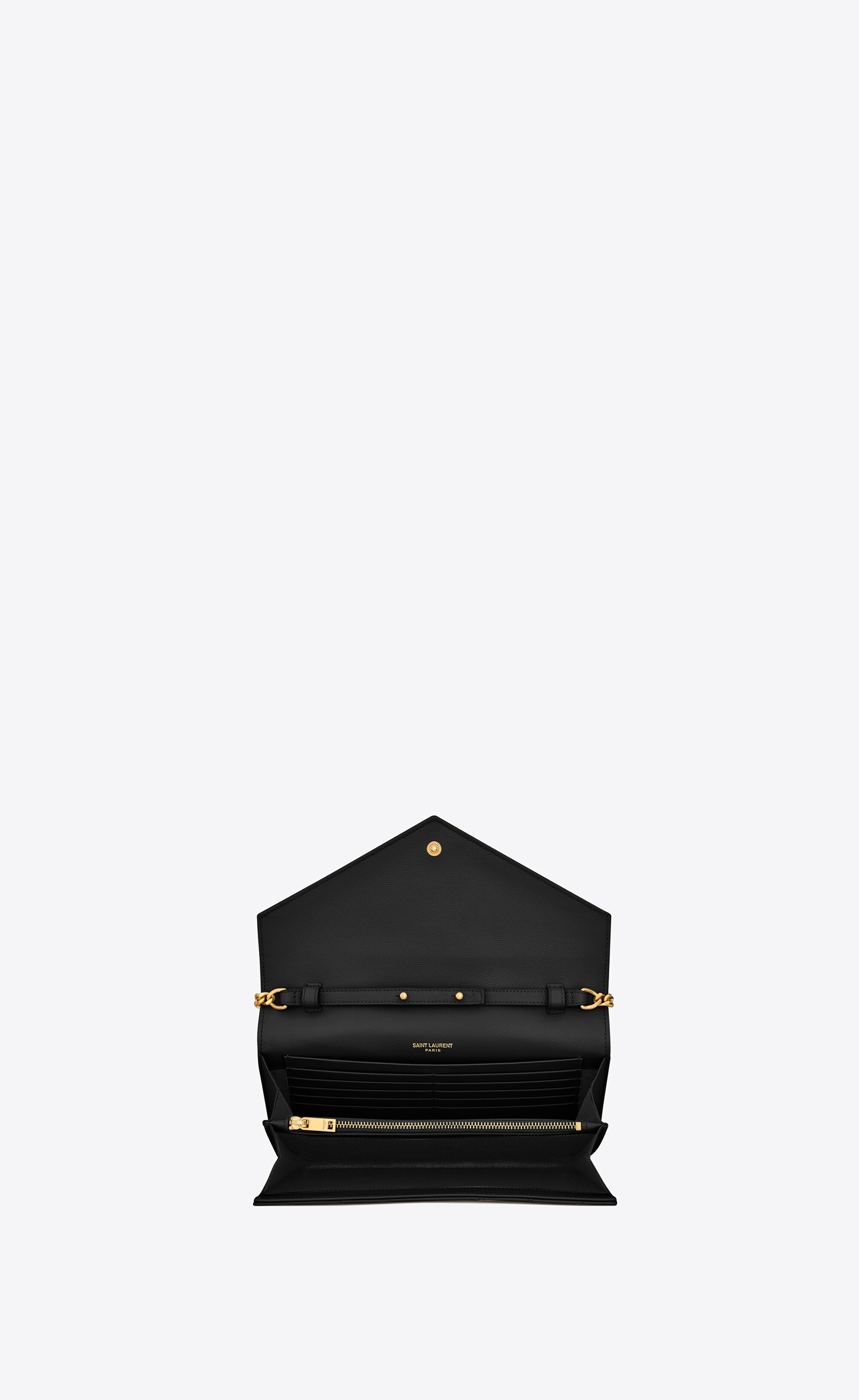 cassandre saint laurent matelassé chain wallet in grain de poudre embossed leather - 5