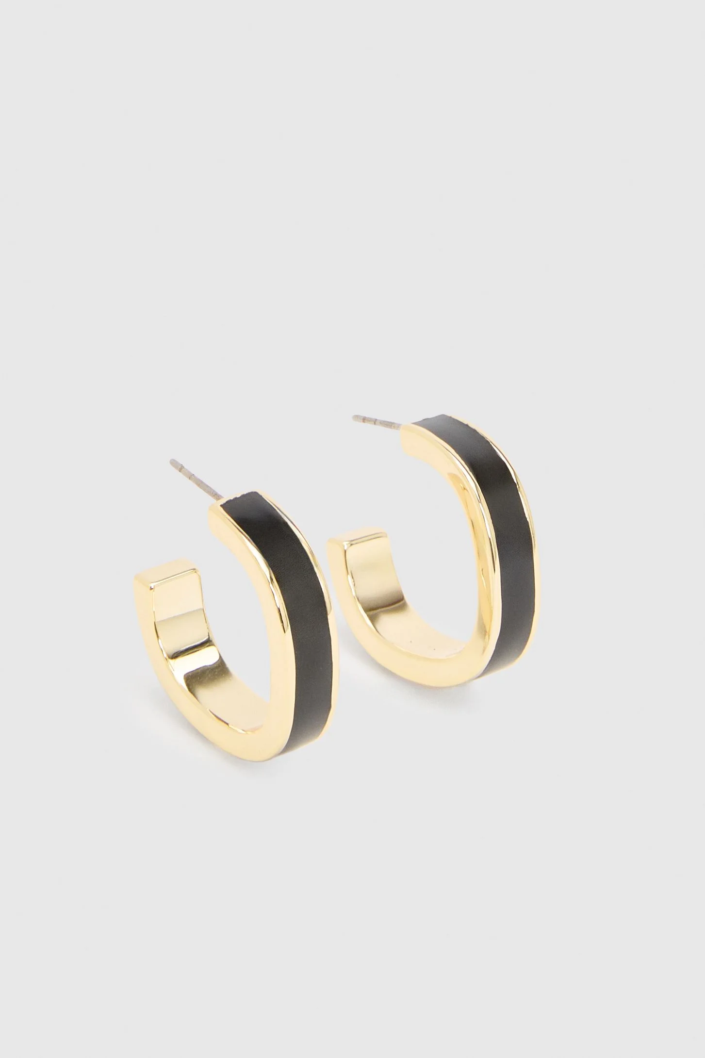 Logo Emanel Black Hoop Earrings - 1