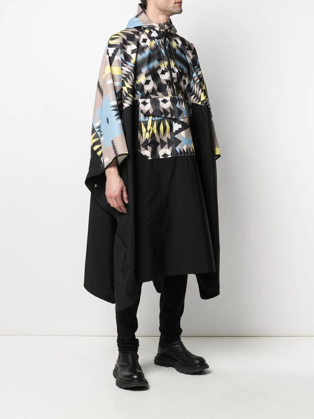 motif-print hooded coat - 3
