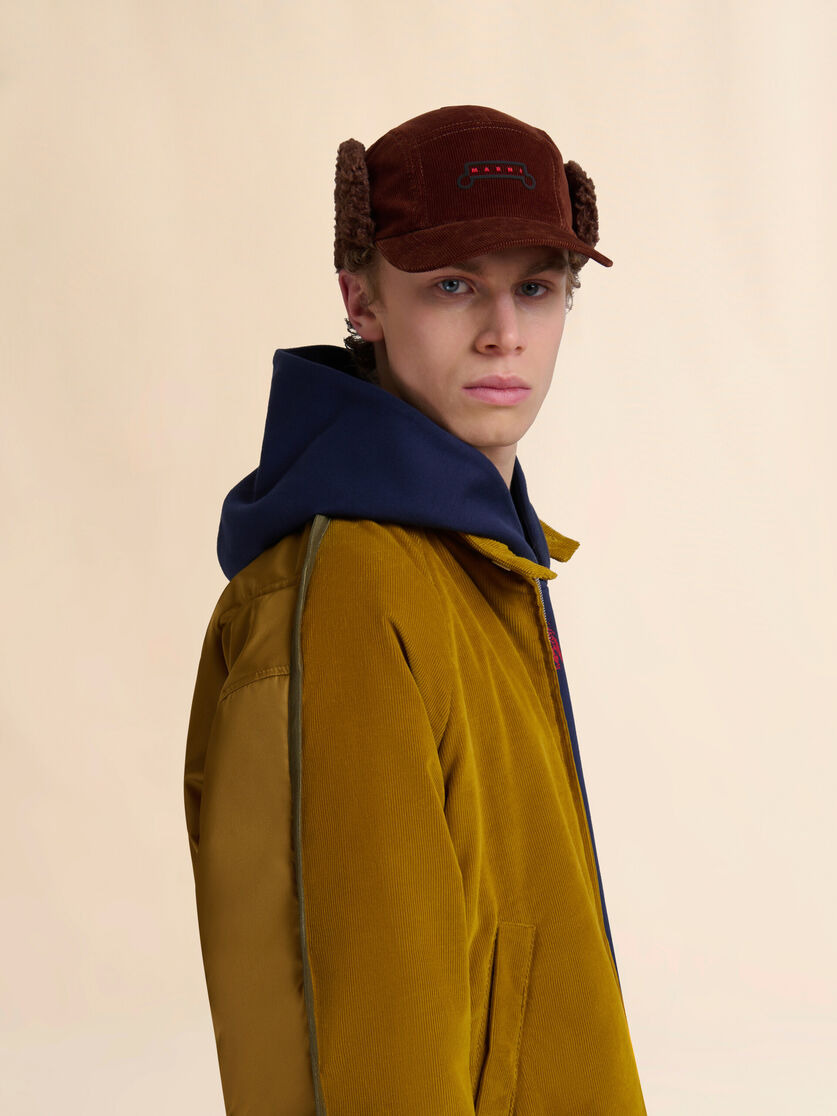 BROWN CORDUROY AVIATOR BASEBALL CAP - 2