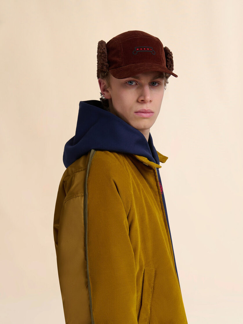 Marni BROWN CORDUROY AVIATOR BASEBALL CAP outlook