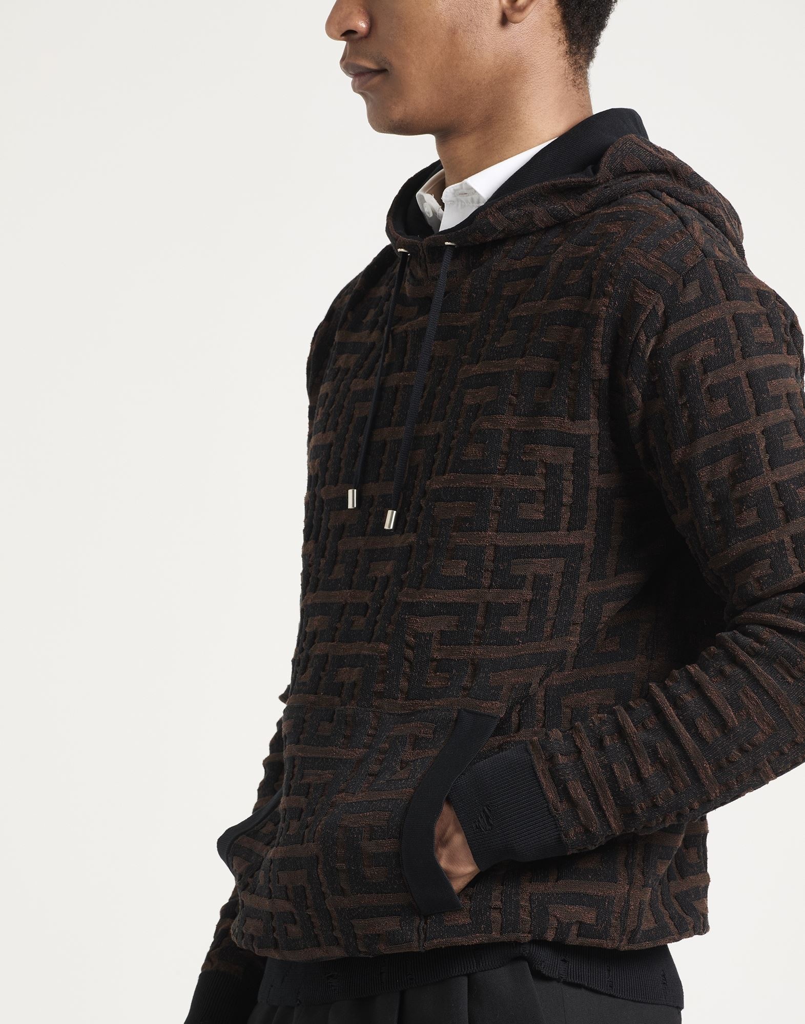 Brown Men's Hooded Sweatshirt - 4