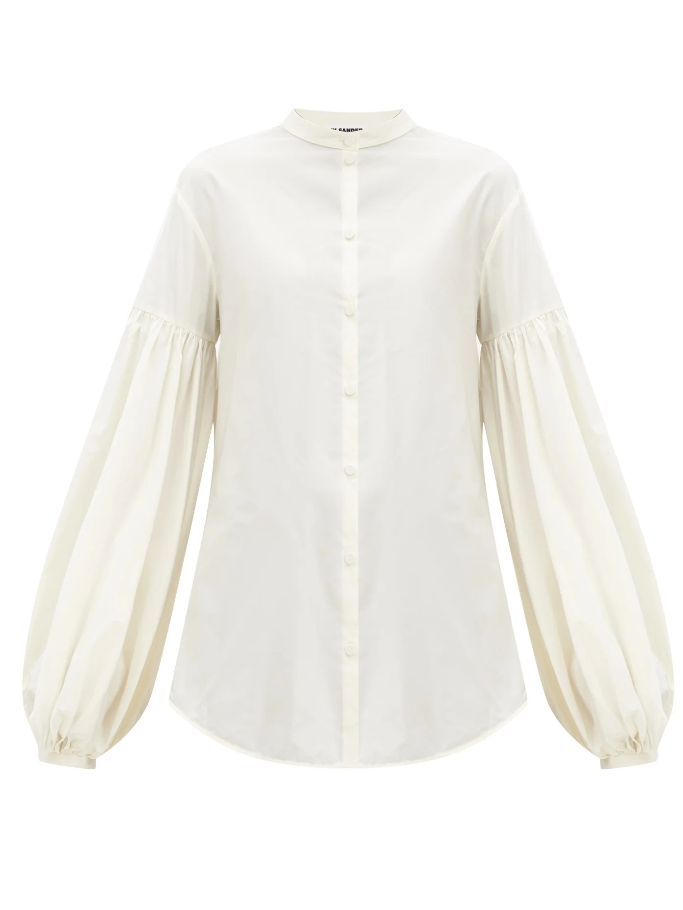 Gathered-sleeve poplin blouse - 1