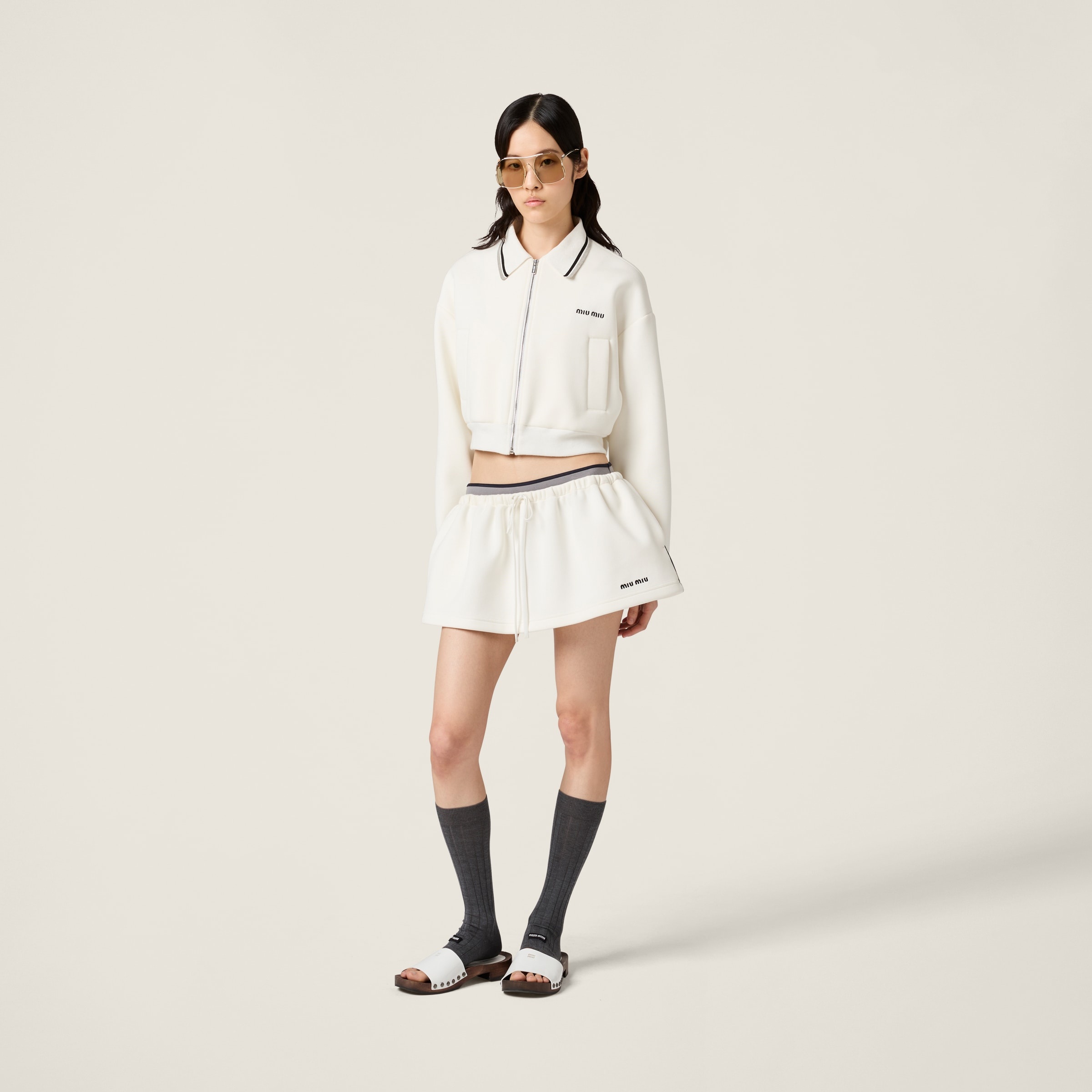 Bonded piqué and technical jersey blouson jacket - 2