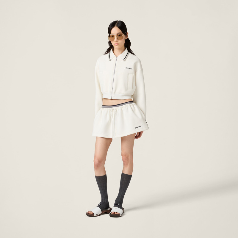 Miu Miu Bonded piqué and technical jersey blouson jacket outlook