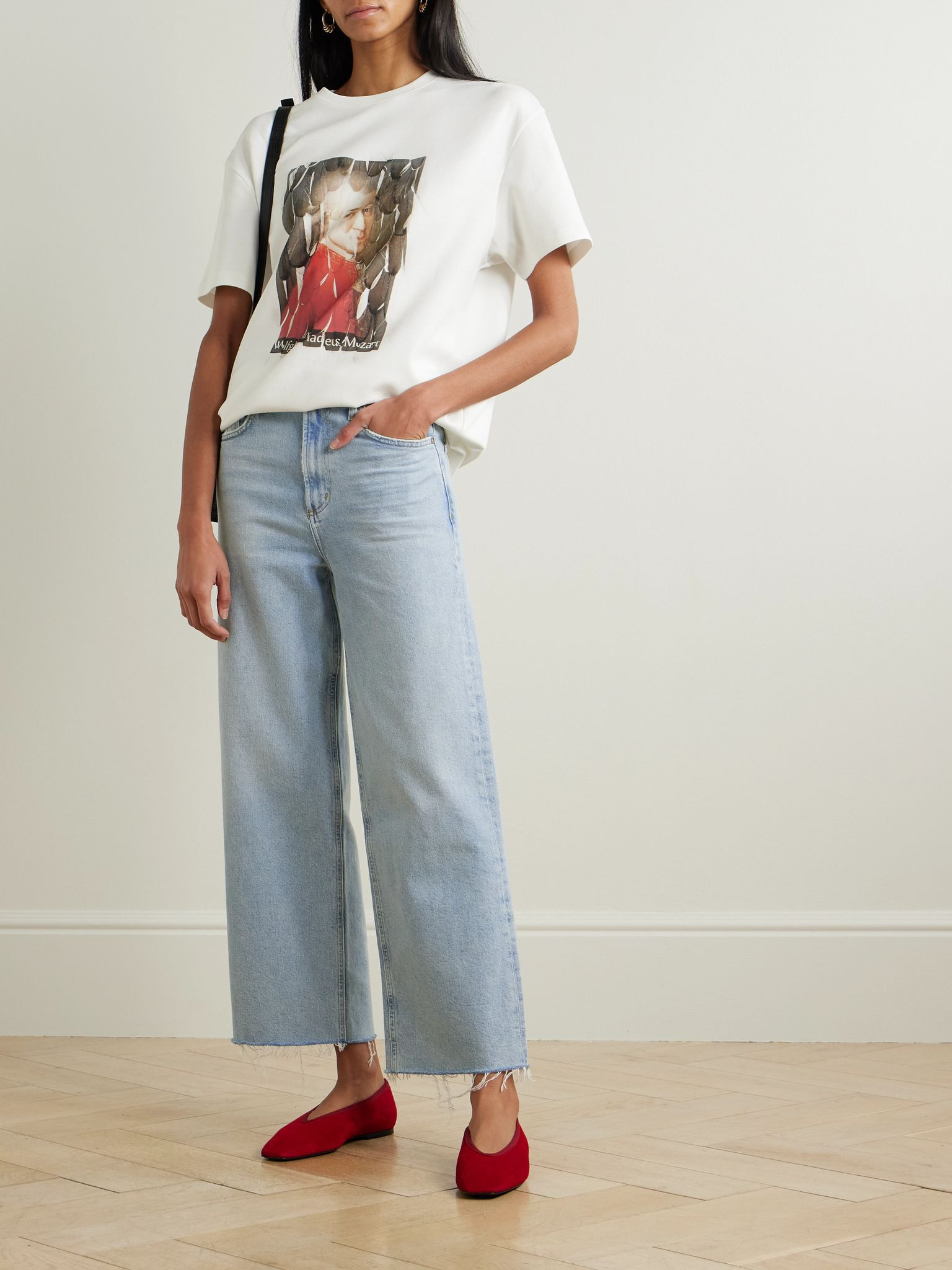 Ren frayed high-rise wide-leg jeans Light denim - 2