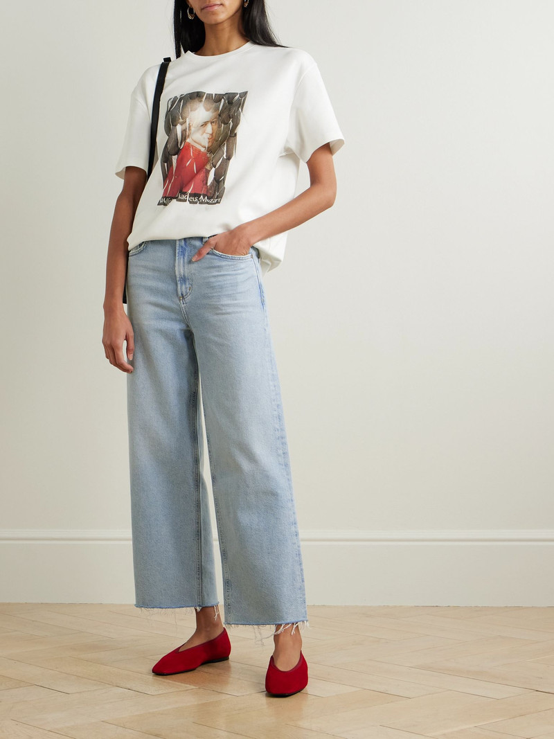 AGOLDE Ren frayed high-rise wide-leg jeans Light denim outlook
