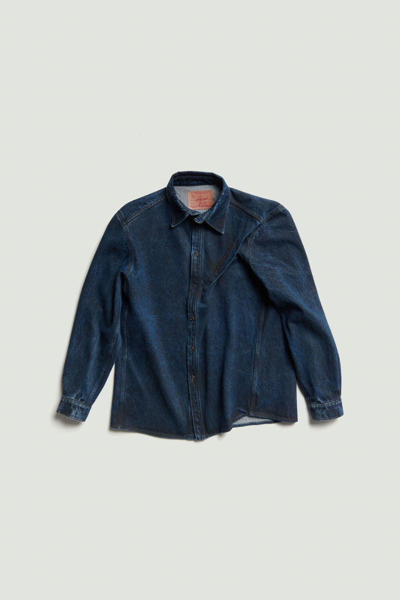 Pinched Logo Denim Shirt 1