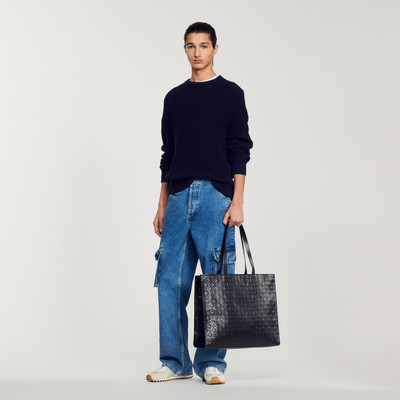 Sandro Large tote in monogram-embossed leather outlook