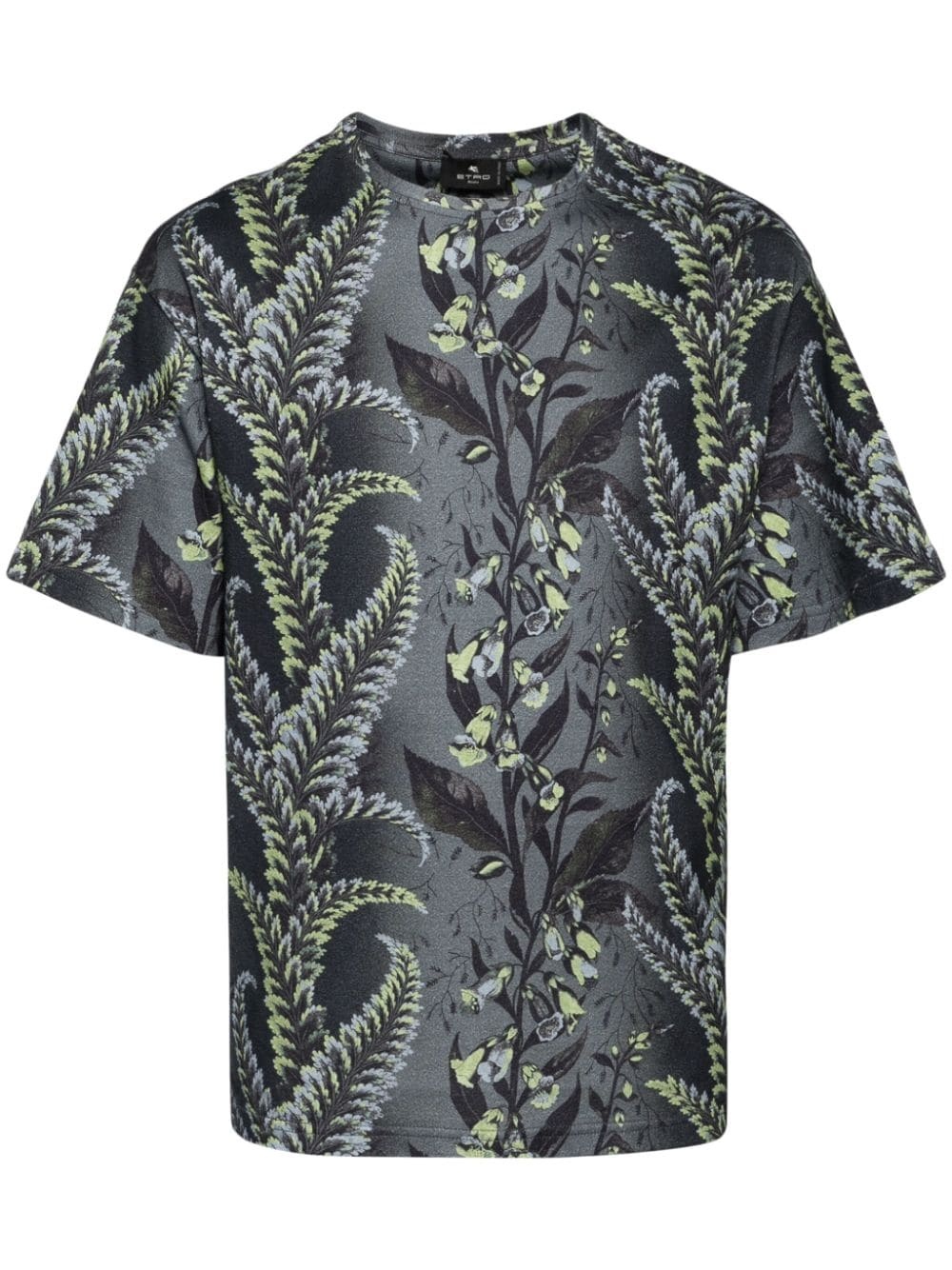 floral-print silk T-shirt - 1