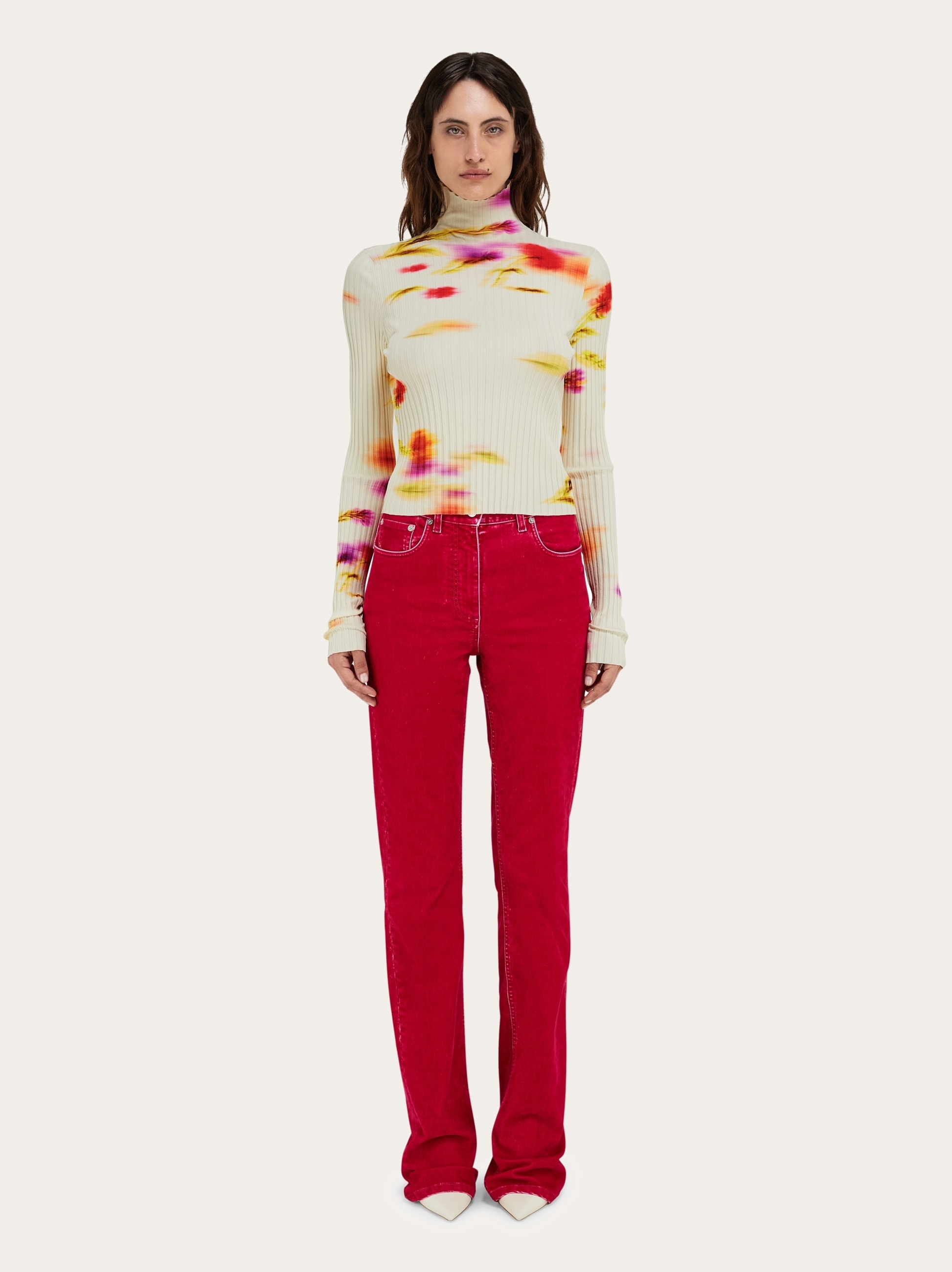 Blossom print mock neck top - 6