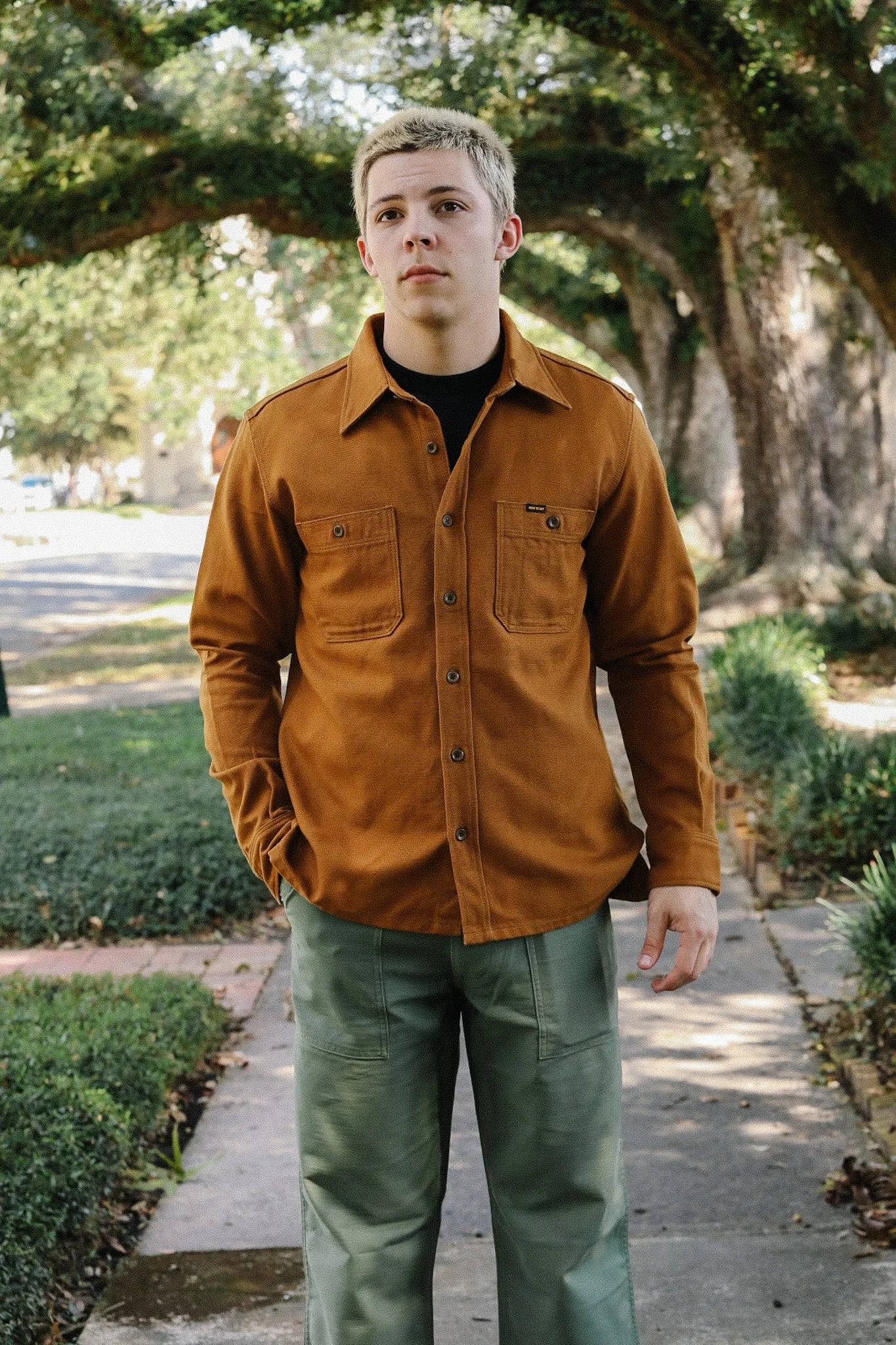 13OZ OXFORD CLOTH WORK OVERSHIRT - CAMEL IHSH-423-CAM - 1