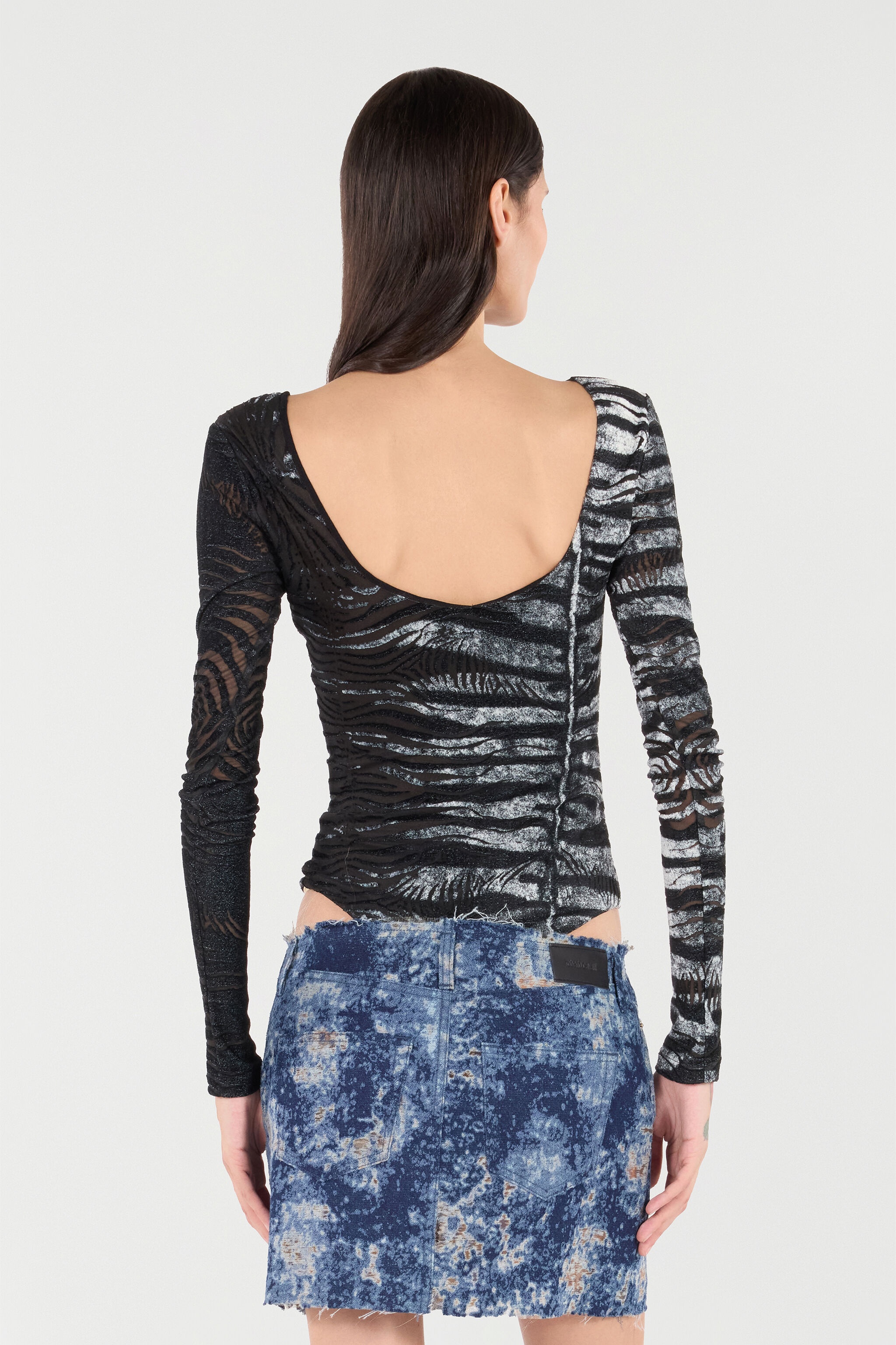 Bodysuit With Zebra And Tiger Skin Design - 4