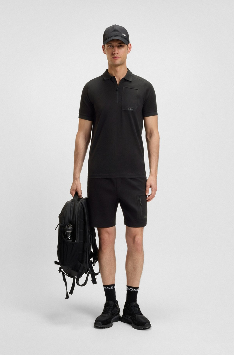 BOSS ZIP-NECK POLO SHIRT IN MOISTURE-WICKING STRETCH COTTON outlook