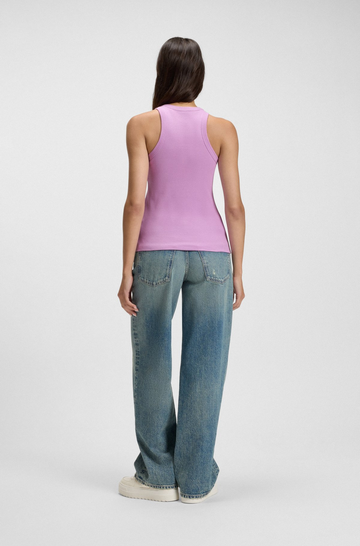 SLIM-FIT STRETCH-COTTON TOP WITH BLUE LOGO BADGE - 4