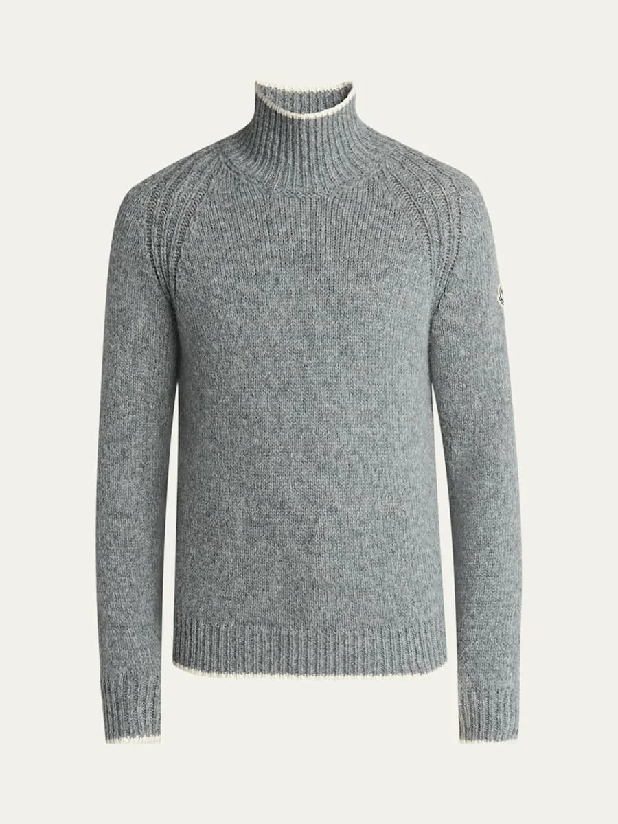 Men's Tipped Wool Turtleneck Sweater - 1