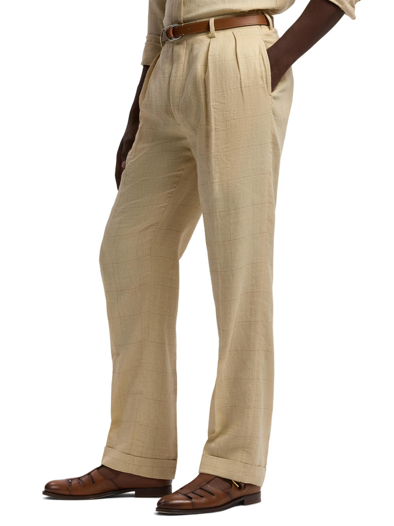Men's Glenn Hand-Tailored Windowpane Trousers - Classic Tan 4