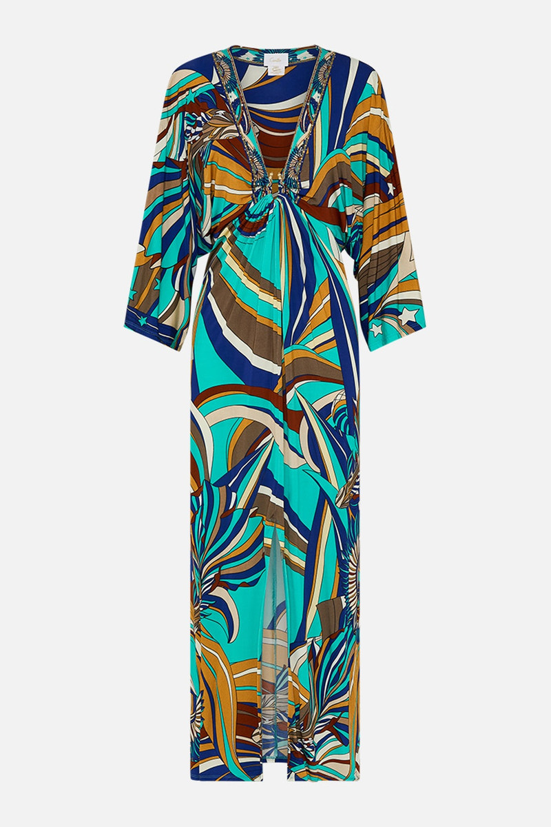 DRAPED JERSEY DRESS WITH HARDWARE - 1