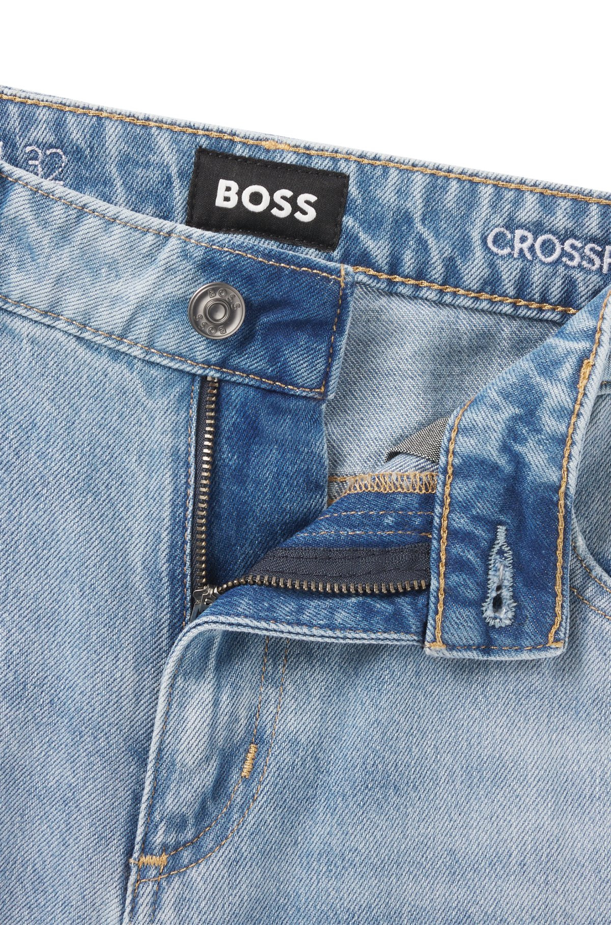 WIDE-LEG JEANS IN BLUE DENIM WITH STEPPED HEM - 6