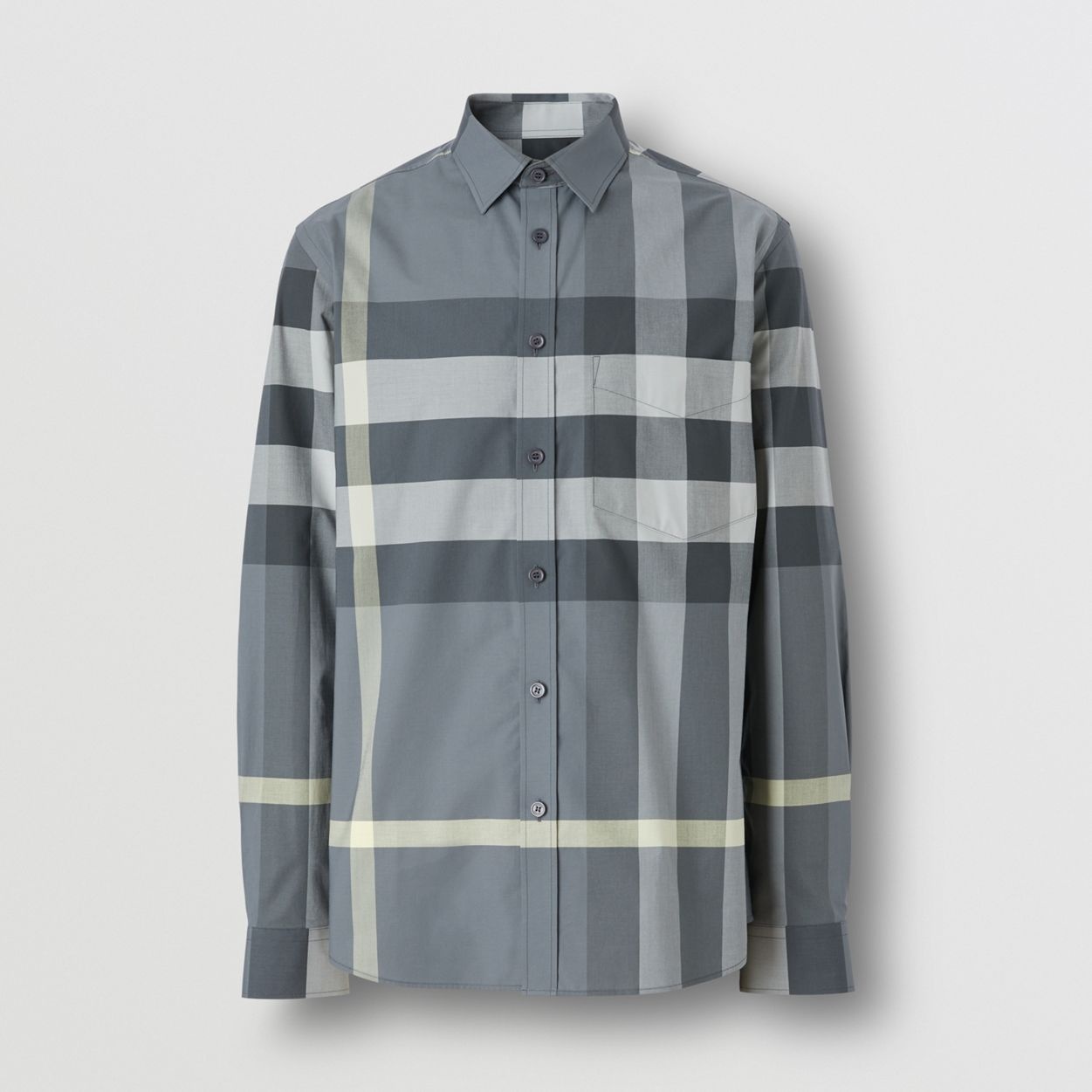 Check Stretch Cotton Poplin Shirt - 1