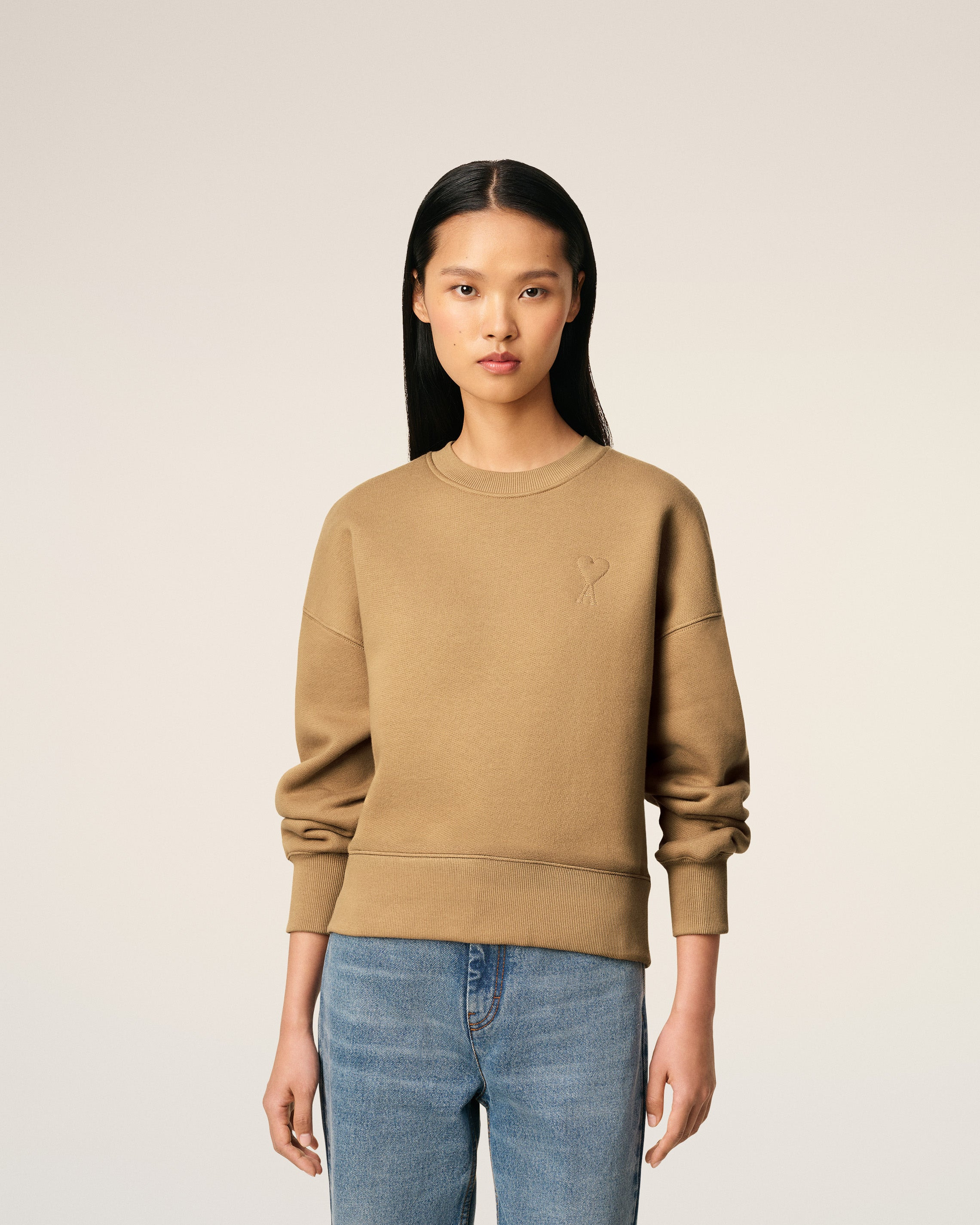 BROWN COTTON AMI DE COEUR SWEATSHIRT - 3