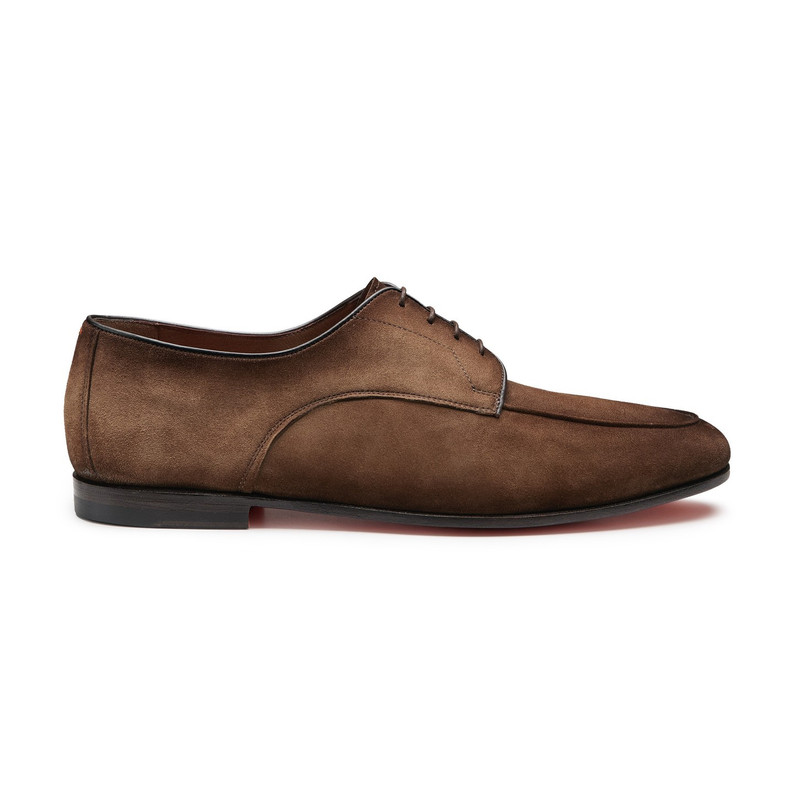 Men's brown suede Derby lace-up 1