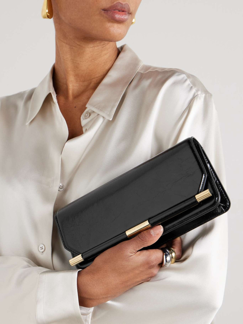 Victoria Beckham 202 crinkled-leather clutch Black outlook