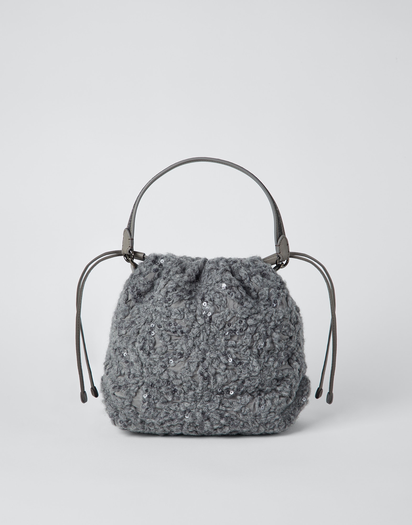 Dazzling flowers embroidery bag with shiny handle - 1