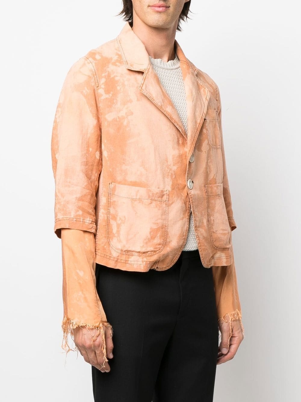 cropped sleeve bleach blazer - 3