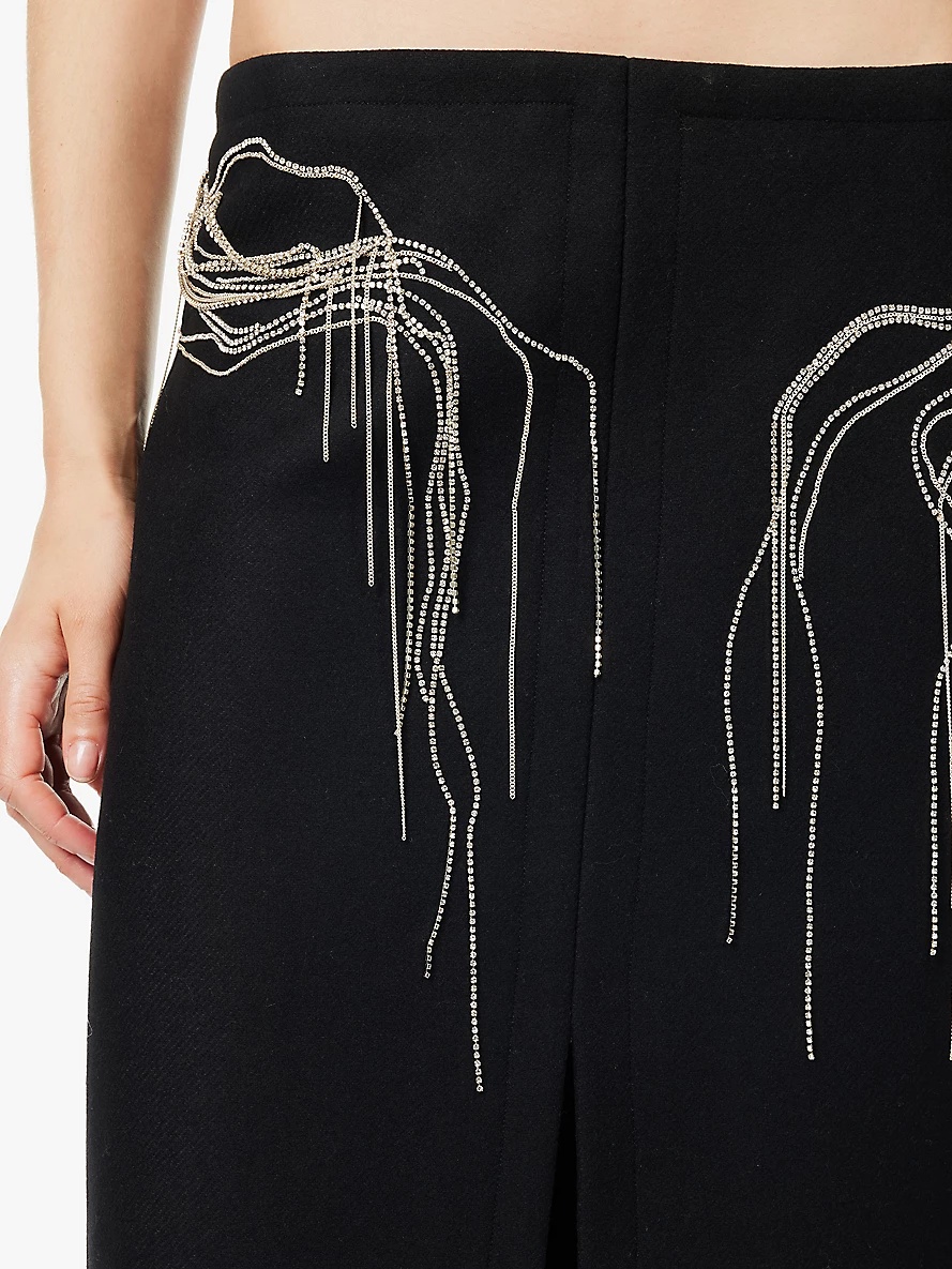Embellished regular-fit brushed wool-blend midi skirt - 5