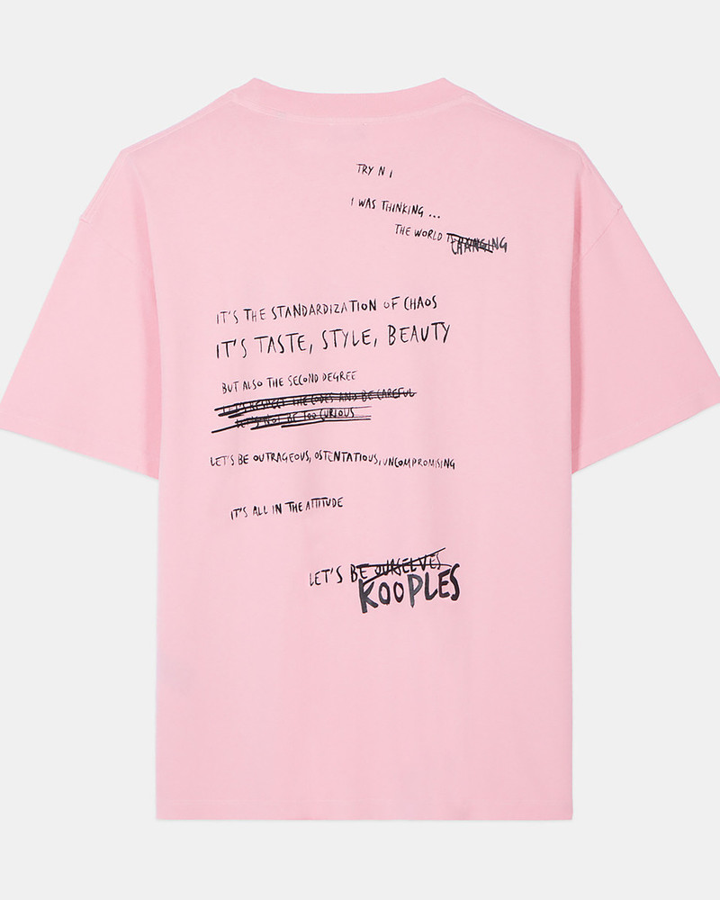 LIGHT PINK WHAT IS HANDWRITTEN SERIGRAPHY T-SHIRT 8