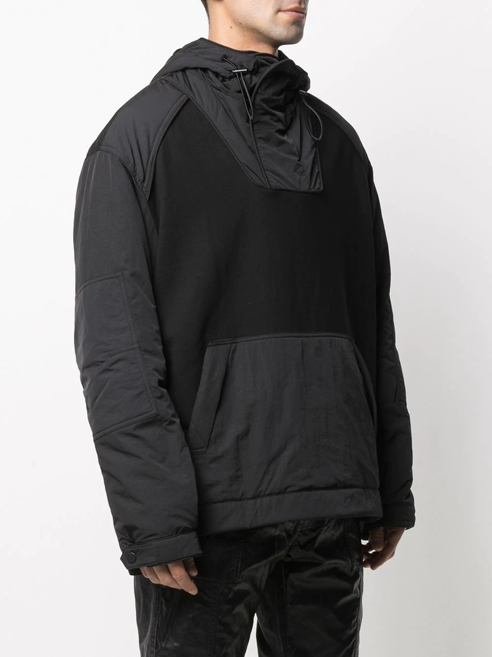 panelled drawcord hoodie - 3