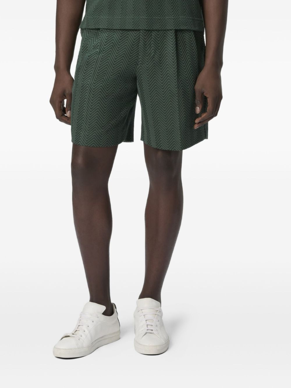 pleated herringbone shorts - 2