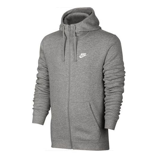 Nike Logo Embroidered Fleece Lined Hooded Jacket Gray 804389-063 - 1