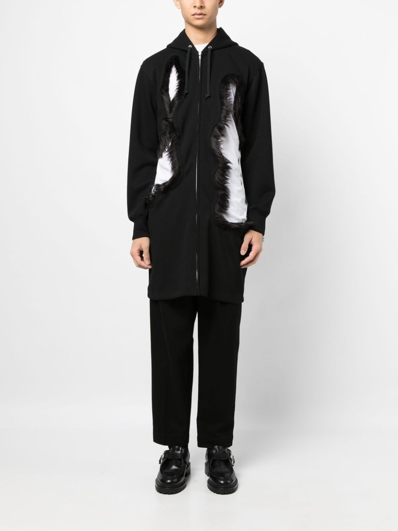 Comme des Garçons Homme Plus cut-out faux-fur trim hoodie outlook