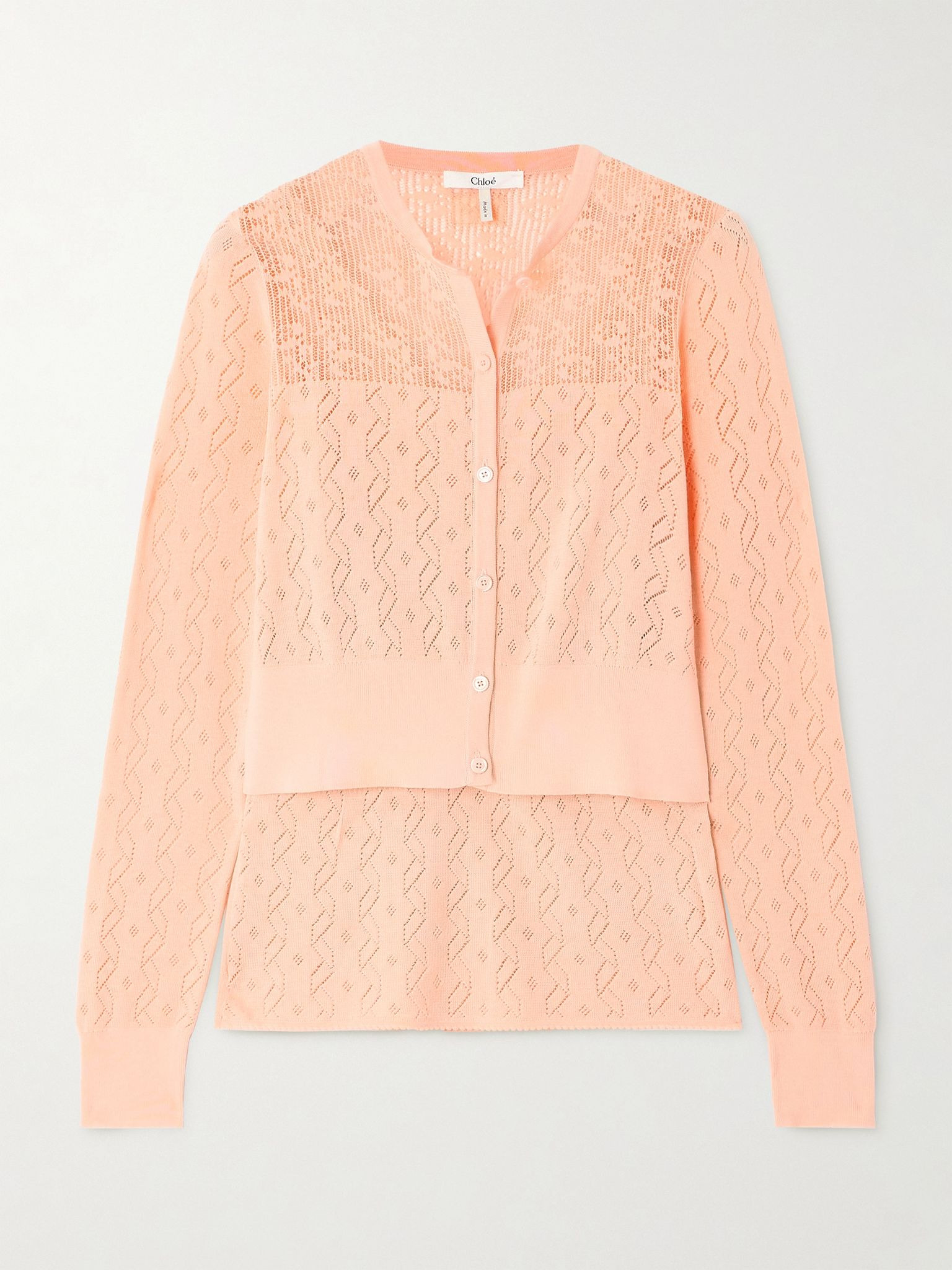 Pointelle-knit cotton tank and cardigan set Orange - 1